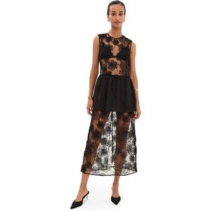 $329 BAUM UND PFERDGARTEN Women's Antonie Dress Black Sheer Lace Floral Midi 10